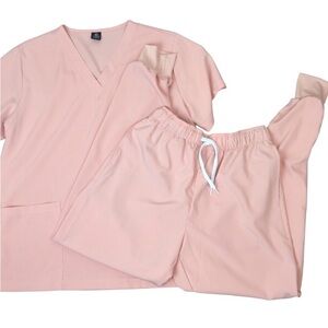 Light pink jogger scrub set